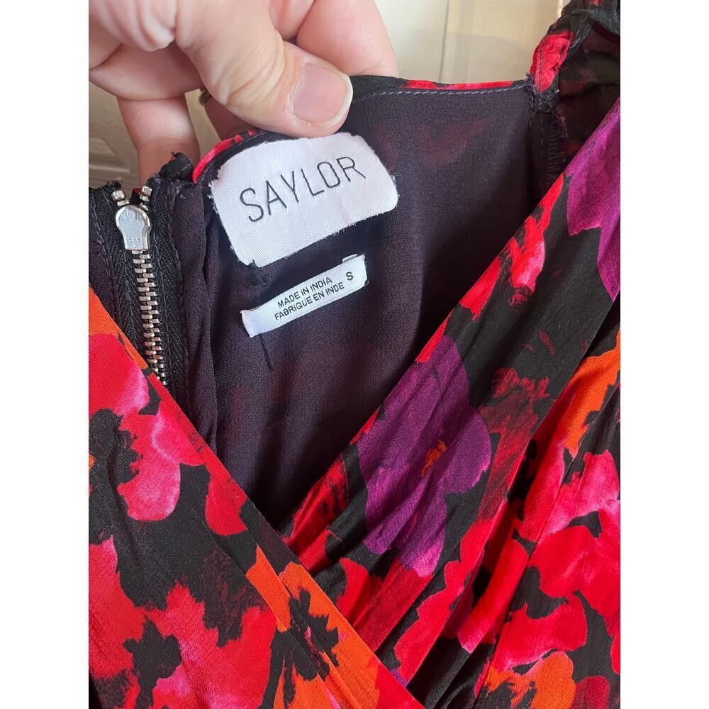 Saylor Alouette Floral Mini Dress Long Puff Sleeve Size Small Poppy - Picture 4 of 8